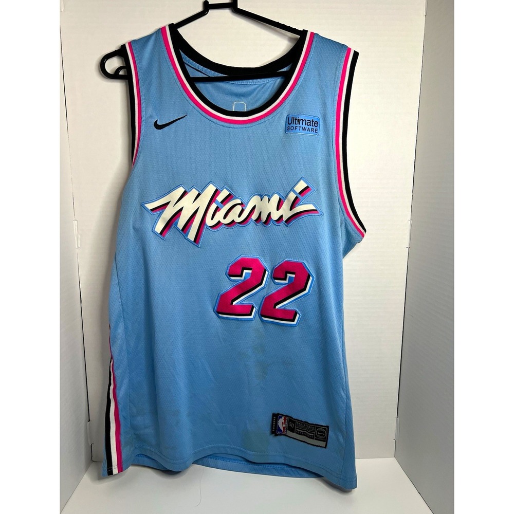 Nike Jimmy Butler #22 Miami Heat NBA Swingman Jersey Size 50 Light Blue